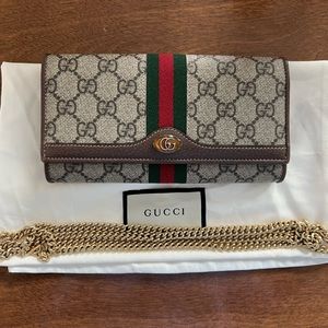Gucci Supreme Web Monogram Ophidia Wallet on Chain